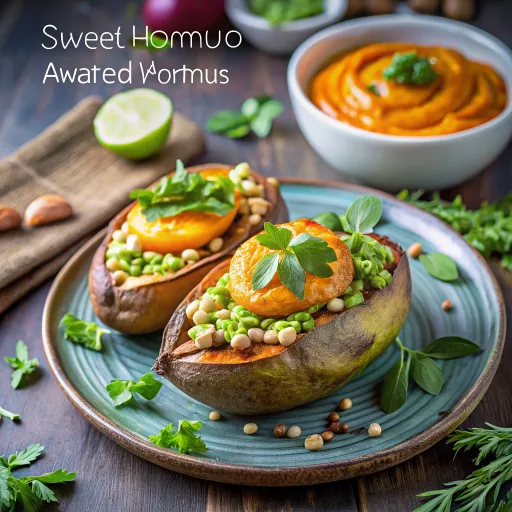 Avocado-Hummus gefüllte Süßkartoffeln